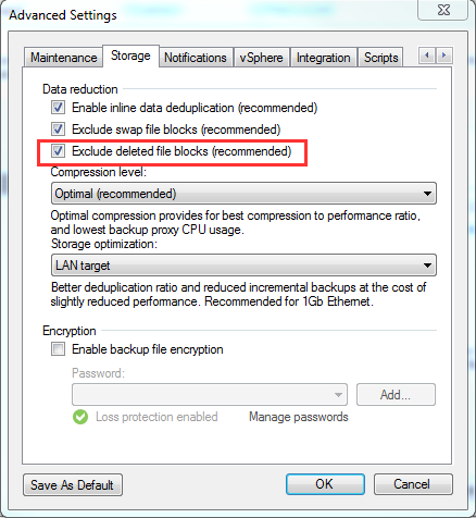 You can now exclude deleted files from your backups.