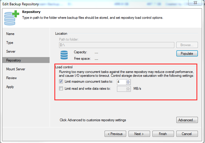 Veeam Repository Load Control