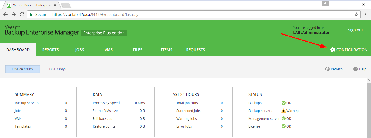Veeam Enterprise Manager - Configure